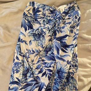 H&M Blue Floral Midi Skirt